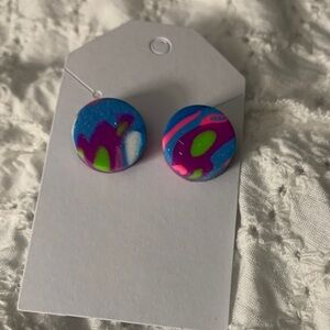 Colorful Round Stud Earrings